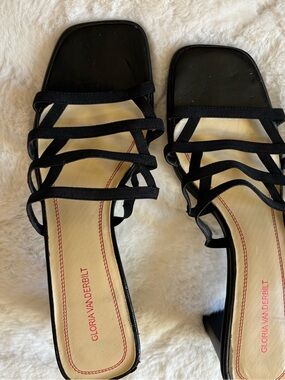 Gloria Vanderbilt Black Multi-Strap Block Heel Sandals